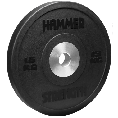 image of Hammer Strength 15Kg Premium Rubber Bumper Plate (Black) x1