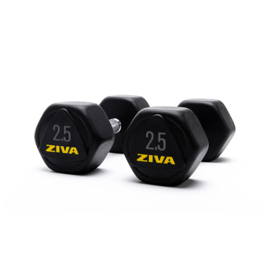 image of Ziva 2.5Kg RPU Encased Performance Hexagon Steel Dumbbells (x2)