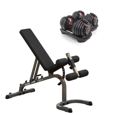 image of Body-Solid Flat/Incline/Decline Utility Bench & 2-24kg SelectTech Dumbbells (Pair)