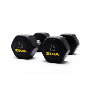 image of Ziva 7.5Kg RPU Encased Performance Hexagon Steel Dumbbells (x2)