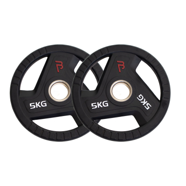image of Body Power 5kg Rubber Tri-Grip Olympic Weight Plates (x2)