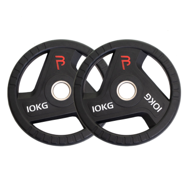 image of Body Power 10kg Rubber Tri-Grip Olympic Weight Plates (x2)