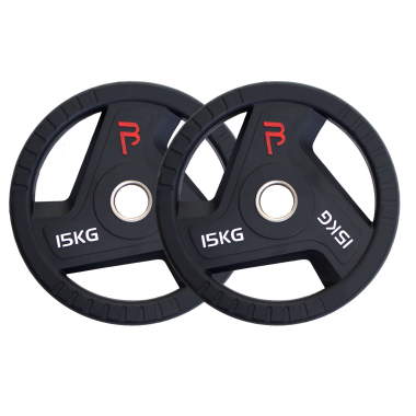image of Body Power 15kg Rubber Tri-Grip Olympic Weight Plates (x2)