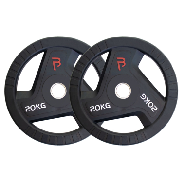 image of Body Power 20kg Rubber Tri-Grip Olympic Weight Plates (x2)