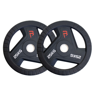 image of Body Power 25kg Rubber Tri-Grip Olympic Weight Plates (x2)