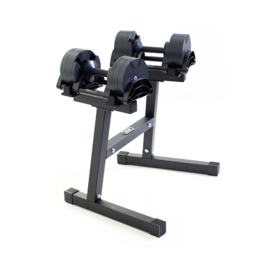 image of NÜOBELL 2-20Kg Dumbbells (x2) - Black Out with Dumbbell Stand