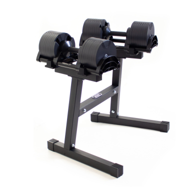 image of NÜOBELL 2-32Kg Dumbbells (x2) - Black Out with Dumbbell Stand
