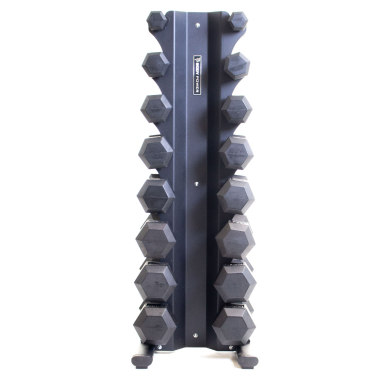 image of Body Power 8 Pair X-Series Rack and Rubber Hex Dumbbell Set - 2.5 to 20kg