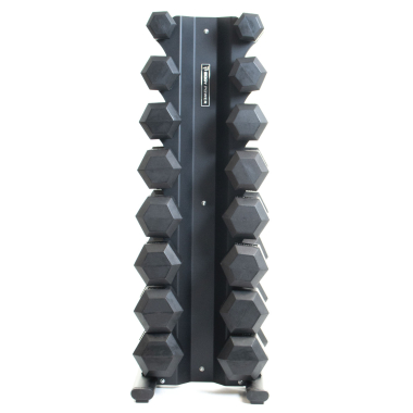 image of Body Power 8 Pair X-Series Rack and Rubber Hex Dumbbell Set - 5 to 25kg