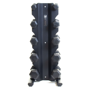 image of Body Power 5 Pair X-Series Rack and Rubber Hex Dumbbell Set - 2.5 to 12.5kg