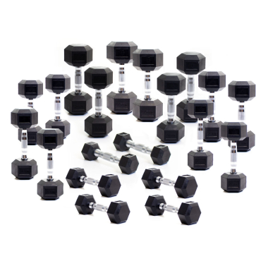 image of Body Power Rubber Hex Dumbbell Set - 1 to 10kg