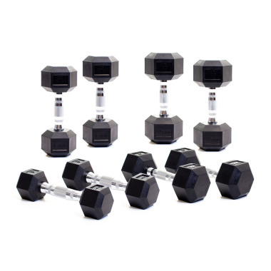 image of Body Power Rubber Hex Dumbbell Set  - 2.5 to 10kg