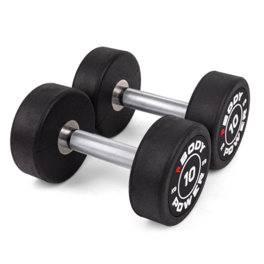 image of Body Power 10kg Pro Round Rubber Dumbbells (x2)