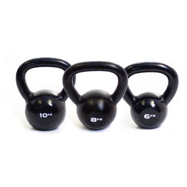 image of Body Power 6kg, 8kg & 10kg Cast Iron Kettlebell Set