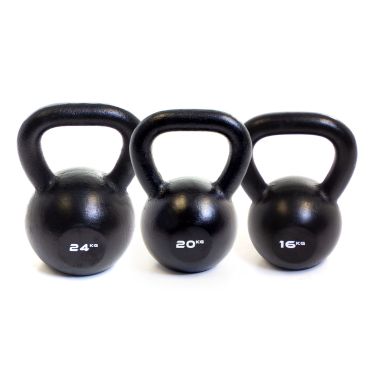 image of Body Power 16kg, 20kg & 24kg Cast Iron Kettlebell Set